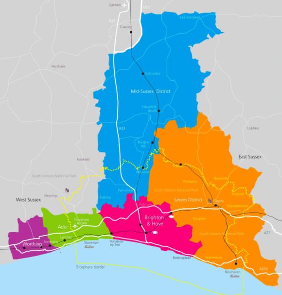Map of the Greater Brighton City Region